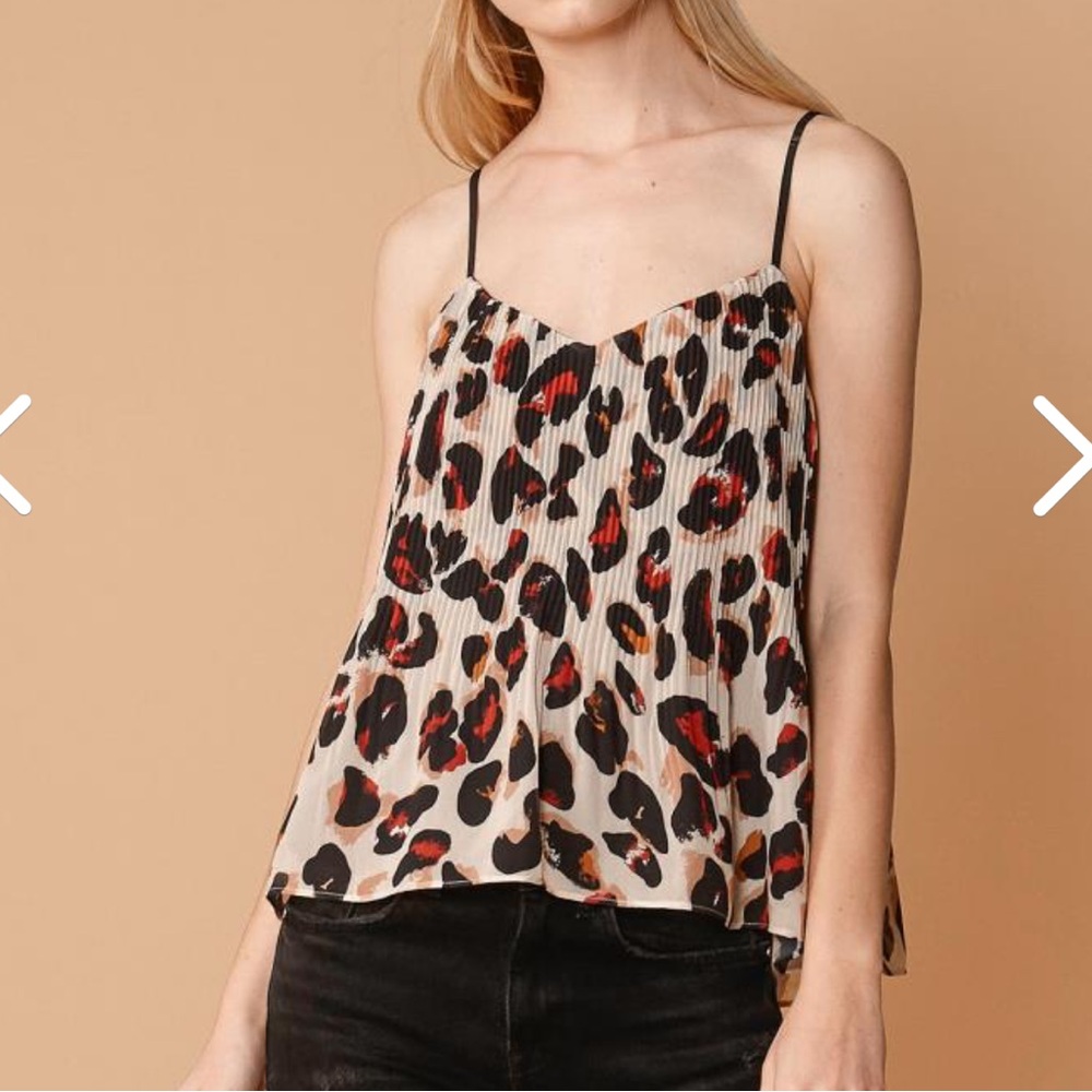 Leopard Tan Brown and Red Print Women's Camisole Top